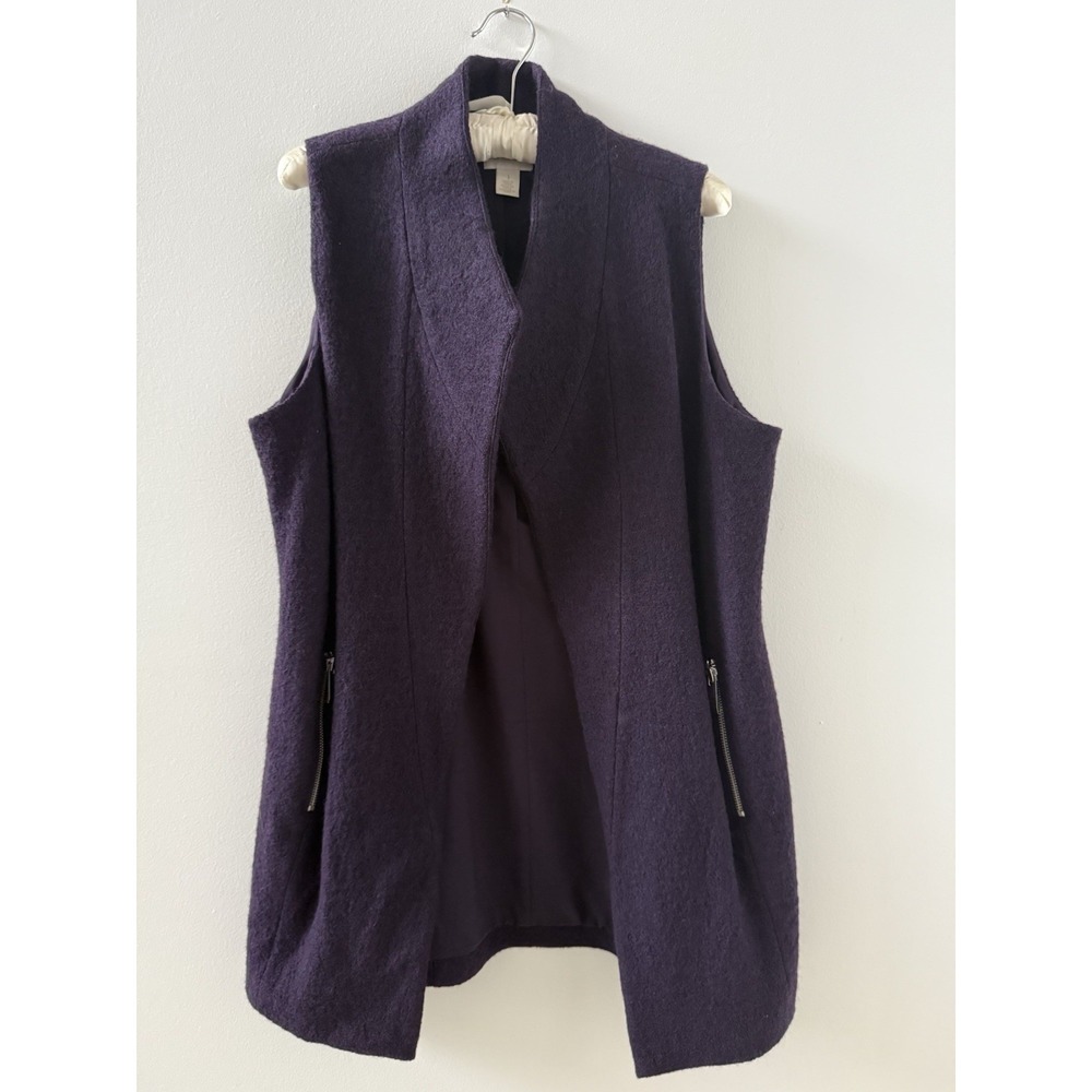 Chico's Purple Wool Vest With Zipper Pockets Size 1